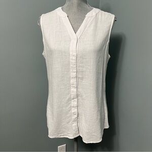 WEATHERPROOF Linen blend button down summer shirt womens size medium coastal